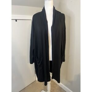 Eileen‎ Fisher Black Long Drap Light Weight Cardigan Luxury Medium